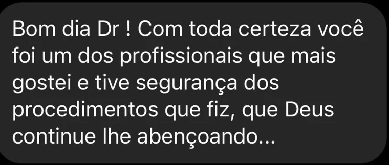 Depoimento de paciente da Clínica Odonto Face via redes sociais